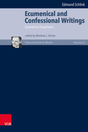 Although many writings of Edmund Schlink (1903-1984) have been available in English for several decades, the publication of the new German edition offered a significant impetus for providing a fresh and more accurate translation of them. Matthew L. Becker and his co-translators have consistently translated key terms that occur in all five volumes. Also, they corrected infelicitous and misleading renderings of Schlink’s language into English, which more or less happened in all the earlier editions. In this second volume Becker provides the first-ever English translation of Schlink’s dogmatics. Representing the culmination of five decades of scholarly work by one of the most important theologians and ecumenists of the twentieth century, Schlink’s opus magnum sets forth the “basic features” of Christian doctrine that all Christian churches hold in common. Schlink’s Ecumenical Dogmatics thus offers a consistent witness to the living, triune God, who calls sinners to repentance and faith, who acts mightily to save them, and who sends them back into the world to share God’s gospel and love in word and deed.