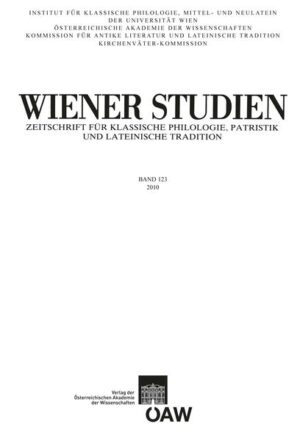 Wiener Studien ‒ Zeitschrift für Klassische Philologie, Patristik und lateinische Tradition, Band 123/2010 | Kurt Smolak
