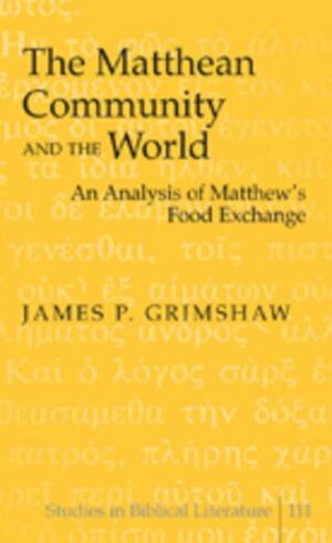 This study of the Matthean narrative uses the interpretive lens of food exchange to explore the Matthean community’s relationship with the wider world. While many studies depict this community as withdrawing from or in conflict with the larger society, James P. Grimshaw’s focus on the daily need for food reveals a community that, while distinct, progressively integrates itself into the larger Jewish and Gentile society and the natural world. In addition, this view of community corresponds to the view of a God who actively provides for and relates to all creation. Grimshaw’s alternative portrayal of the Matthean community, whose interactions with its surrounding environment are more complex and sustained than often imagined, is a compelling interpretation for today’s stratified and disconnected world.