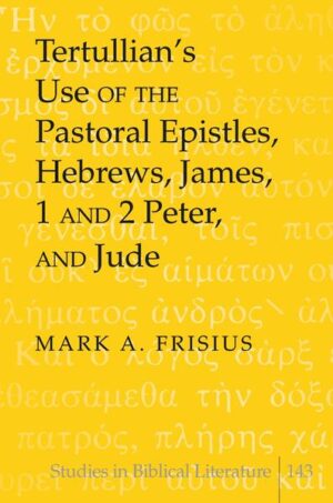 In Tertullian’s Use of the Pastoral Epistles, Hebrews, James, 1 and 2 Peter, and Jude, Mark A. Frisius establishes that Tertullian (a third-century theologian) only used the Pastoral Epistles, Hebrews, and 1 Peter, although he at least knew of Jude. It is further demonstrated that he had no knowledge of James or 2 Peter, which has a distinct bearing on the emergence of the New Testament canon. Tertullian interprets these five texts in various ways, but always with an eye toward confrontational discourse. The author assesses Tertullian’s varying interpretive principles and also considers the effects of Montanism on his interpretive procedures. In conclusion, Frisius demonstrates that the Pastoral Epistles, Hebrews, and 1 Peter provided Tertullian with significant material for his theological controversies. This book, in addition to being a resource for scholars, is also useful in senior level and graduate courses on ancient biblical interpretation.