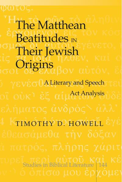 The Matthean Beatitudes in Their Jewish Origins: A Literary and Speech Act Analysis examines how Matthew used Jewish concepts as paradigmatic utterances for the Matthean community. In fact, the Gospel of Matthew was the most Jewish of the Synoptic Gospels, and Matthew’s paradigm was the needed transition for understanding the role of the new community post-70 AD. The importance and role of Jewish concepts is evident in Matthew’s work. More specifically, the literary nature of the Beatitudes demonstrates a composition that evolved from oral origins. Speech act theory is utilized to point out the oral features of the text as well as to reveal what Jesus did in his sayings. Moreover, a speech act model is presented and applied to the Beatitudes’ pericope. Their significance lies in the authoritative utterances of Jesus. By employing speech act theory on the Beatitudes, the sayings of Jesus are investigated to illustrate the force of his eloquence on the Christian community.