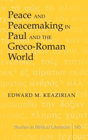 Peace and Peacemaking in Paul and the Greco-Roman World compares the Apostle Paul’s understanding of peace with various conceptions of peace in the Greco-Roman thought world of the first century. In contrast to similar studies that focus on the question of pacifism in the ancient world, the author seeks to clarify how the Greeks defined peace and then to show how their conception of war and peace established the ethos that ultimately defined them as a people. From their earliest days, the city-states that eventually became Greece were constantly ravaged by war. Their myth, legend, religion, education, philosophy, and science created and perpetuated the idea that conflict was essential for existence. This idea passed to Rome as well so that by the first century, the Greco-Roman world consistently viewed peace as brief periods of tranquility in an existence where war and conflict were the norm. Paul, however, insists that peace must be the norm within the churches. Peace originates in God and is graciously given to those who are justified and reconciled to God through Jesus Christ. God removes the enmity caused by sin and provides the indwelling Spirit to empower believers to think and behave in ways that promote and maintain peace. Three social dynamics (shame-honor, patron-client, and friendship-enmity) are at work in Paul’s approach to conflict resolution and peacemaking within the churches. Rather than giving specific procedures for resolving conflict, Paul reinforces the believers’ new identity in Christ and the implications of God’s grace, love, and peace for their thoughts, words, and behavior toward one another. Paul uses these three social dynamics to encourage believers in the right direction, but their ultimate motivation and empowerment must arise from their common relationship with God in Jesus Christ by the power of the Holy Spirit.