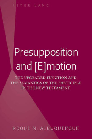 Presupposition and Emotion examines the modal semantics of presupposition in the New Testament. It argues that presupposition is the imaginative or mental exercise done by the reader or hearer to reflect, complement, or react among other features to what is being said. The book contends that the two major categories of mood, epistemic (+ assertion Realis) and deontic (-assertion Irrealis), must be seen in opposition to each other, and both together must be seen in opposition to the participle as well as to the infinitive. Ultimately, the book suggests, the importance of differentiating semantics from pragmatics, at the same time combining them within a specific context, is the key to understand the pragmatic effect of the upgraded participle.