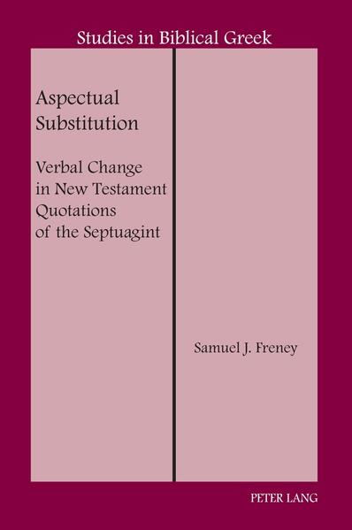 Aspectual Substitution: Verbal Change in New Testament Quotations of the Septuagint examines quotations where the New Testament author quotes the Septuagint but changes the tense-form of the verb, substituting one aspectual value for another, often in furtherance of a typological, prophetic, or theological connection. Taking into account various models of the verb in Koine Greek, including tenseless and aspect-prominent proposals, this study employs contrastive substitution to analyze the significance of aspectual substitution in quotations, concluding that the future tense-form encodes perfective aspect and is marked for future temporal reference.