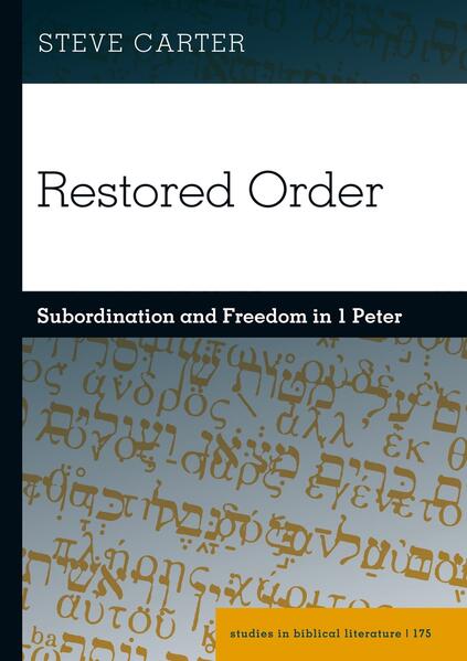 The concept of subordination plays a prominent role in the paranesis of 1 Peter, and it appears too in the context of Christ’s victory over the cosmic powers. It seems to presuppose some kind of given natural and social order in which people must live in their allotted place. But the author also sees his readers’ subordination as conditioned by their status as free people, which he expounds in several passages. This investigation aims to clarify the meaning and relationship of the concepts of subordination and freedom in 1 Peter, with reference to the related idea of order. After an introduction that sets out the issues in detail, the first main section examines the three themes in the wider thought of the first century CE, and the second provides detailed exegesis of the key Petrine texts. A final chapter synthesizes this evidence and draws conclusions regarding the conceptuality of subordination and freedom expressed in the letter. The study presents the idea of "restored order" as a new interpretive key to the teaching and paranesis of 1 Peter and the significant New Testament tradition to which it belongs. It clarifies the important Petrine concepts of subordination and freedom, with that of order, within the letter as a whole and its constituent parts, and it illuminates the exegesis of various disputed texts and passages. Scholars and research students of 1 Peter and the wider New Testament will find here a compelling proposal to stimulate and inform their own engagement with the text.