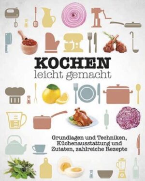 Kochen — leicht gemacht enthält neben wunderbaren Rezeptvorschlägen mit detaillierten und leicht verständlichen Anleitungen alles Wissenswerte rund um das Thema Kochen. Sie finden zahlreiche Tipps zu Zubereitungs- und Garmethoden, fachkundige Informationen zu Küchen und Kochutensilien, die wichtigsten Gewichts-, Maß- und Temperaturtabellen sowie eine ausführliche Einführung in die Grundlagen der gesunden Ernährung. Dieses praktische Kochbuch ist ideal für Koch-Einsteiger, begeistert aber aufgrund seiner Fülle von nützlichen Informationen und verführerischen Rezepten auch versierte Köche. Ob Sie ein leichtes Mittag- oder Abendessen zubereiten möchten oder aber ein festliches Menü für Freunde planen, mit Kochen — leicht gemacht gelingt Ihnen die Zubereitung im Handumdrehen!