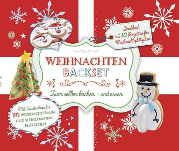 Zutaten abwiegen, Teig kneten, lustige Figuren ausstechen, die fertigen Plätzchen schön verzieren und natürlich essen - das macht allen Kindern Spaß. Das Weihnachten-Backset enthält kinderleichte Plätzchen-Rezepte und tolle 3D Weihnachtsbaum- und Schneemann-Ausstecher für kleine Bäcker.