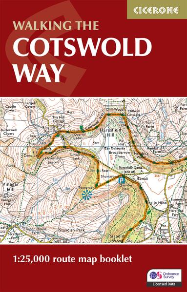 A guidebook to walking the Cotswold Way National Trail between Chipping Camden and Bath. Covering 163km (102 miles) across the Cotswolds National Landscape this straightforward hike takes 2 weeks to walk. The full route line is shown on 1:25,000 OS maps The map booklet can be used to walk the trail in either direction Sized to easily fit in a jacket pocket The relevant extract from the OS Explorer map legend is included An accompanying Cicerone guidebook – Walking the Cotswold Way is also available, which includes a copy of this map booklet