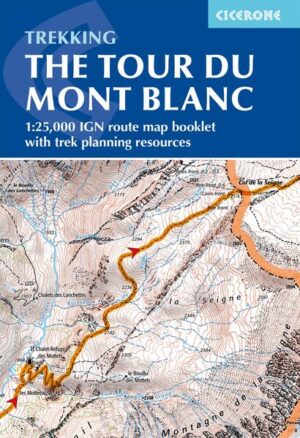 A booklet of all the mapping needed to complete the Tour du Mont Blanc (TMB), a spectacular circuit around Mont Blanc, Western Europe's highest mountain. Covering 170km (105 miles), the TMB takes around 11 days to walk from its official start at Les Houches (France), passing through Courmayeur (Italy) and Champex (Switzerland) before returning to France via the Chamonix valley. A well-serviced introduction to high-level mountain trekking for walkers with good levels of fitness, it can also be run, fastpacked or hiked in 5–9 days. The full route line is shown on 1:25,000 IGN maps The map booklet can be used to walk the TMB in either direction Handy facilities planner, route summary tables and accommodation listings help you plan your itinerary Includes urban maps of Les Houches, Les Contamines, Courmayeur, Champex and Chamonix Alternative stages via Col de Tricot (Stage 1A) and Fenêtre d'Arpette (Stage 8A) are also provided An accompanying Cicerone guidebook – Trekking the Tour du Mont Blanc – is also available GPX files available to download