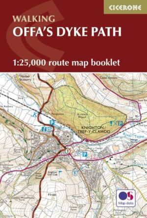 A booklet of all the mapping needed to complete Offa’s Dyke Path National Trail, following Britain’s longest ancient monument: the eighth century earthwork that once marked the boundary between the Anglo-Saxon kingdom of Mercia and the Welsh kingdoms to the east. The 285km (177 mile) route from Sedbury Cliffs near Chepstow to Prestatyn is suitable for walkers of most abilities. The full route line is shown on 1:25,000 OS maps The map booklet can be used to walk the trail in either direction Sized to easily fit in a jacket pocket The relevant extract from the OS Explorer map legend is included An accompanying Cicerone guidebook – Offa’s Dyke Path is also available, which includes a copy of this map booklet