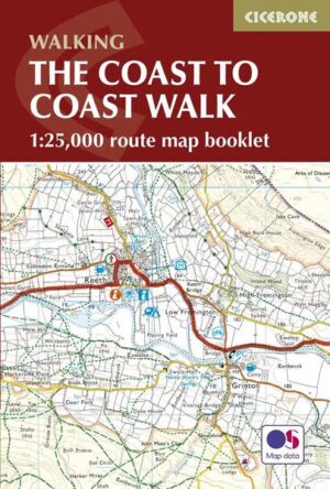 A booklet of all the mapping needed to complete the Coast to Coast Path National Trail, originally conceived by Alfred Wainwright. Suited to experienced walkers, the 302km (188 mile) C2C passes through the Lake District, Yorkshire Dales and North York Moors to link St Bees on the west coast with Robin Hood’s Bay on the east. The full route line is shown on 1:25,000 OS maps The map booklet can be used to walk the trail in either direction Sized to easily fit in a jacket pocket The relevant extract from the OS Explorer map legend is included An accompanying Cicerone guidebook – The Coast to Coast Walk is also available, which includes a copy of this map booklet