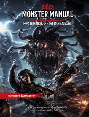 Das Monster Manual® (Monsterhandbuch) bietet dir eine ganze Horde klassischer Dungeons & Dragons®- Monster, einschließlich Drachen, Riesen, Gedankenschinder und Betrachter - ein wahres Fest für Spielleiter, die ihre Spieler herausfordern möchten und ihre Abenteuer mit diesen Kreaturen bevölkern wollen. Die Monster in diesem Band sind handverlesen aus der glorreichen Geschichte von D&D® und werden in diesem Buch mit ihren kompletten Werten beschrieben, damit du sie einfach im Spiel verwenden kannst, um mitreißende Geschichten am Spieltisch zu erzählen. Wenn du bereit für mehr bist, dann erweitere deine Abenteuer mit der fünften Edition des Player2019s Handbooks® (Spielerhandbuch) und dem Dungeon Master Guide® (Spielleiterhandbuch).Bei dem Buch handelt es sich um die 5. überarbeitete Auflage