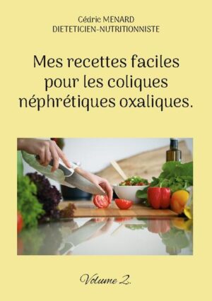 Cet ouvrage est dédié à toutes les personnes souffrant de coliques néphrétiques d'origine oxalique, et il offre aux détenteurs de l'ouvrage du même auteur : " Quelle alimentation pour les coliques néphrétiques oxaliques ? " un ouvrage complémentaire. De nombreuses recettes à base de poisson, de viande, de légume vert, de féculent, ainsi que des desserts gourmands, vous sont proposés, toutes et tous plus faciles les uns que les autres à élaborer, vous permettant ainsi de mieux gérer l'alimentation spécifique que vos coliques néphrétiques oxaliques exigent. Deux semaines de menus adaptés et totalement inédits, incluant les recettes proposées au sein de l'ouvrage, vous sont également proposées.