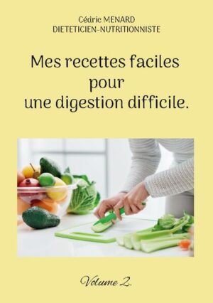 Cet ouvrage est dédié à toutes les personnes souffrant de digestion difficile (ou dyspepsies), et il offre aux détenteurs de l'ouvrage du même auteur : " Quelle alimentation pour une digestion difficile ? " un ouvrage complémentaire. De nombreuses recettes à base de poisson, de viande, de légume vert, de féculent, ainsi que des desserts gourmands, vous sont proposés, toutes et tous plus faciles les uns que les autres à élaborer, vous permettant ainsi de mieux gérer l'alimentation spécifique que vos dyspepsies exigent. Deux semaines de menus adaptés et totalement inédits, incluant les recettes proposées au sein de l'ouvrage, vous sont également proposées.