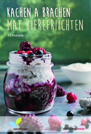 Ein Koch- und Backbuch für Jedermann/Jedefrau. 67 Rezepte mit verschiedenen Beeren, mal süß mal herzhaft zubereitet. Ob Fischfilet auf Beerensalsa, Lammcarré entdeckt Erdbeere oder Rhabarber-Zimt- Quark alle Rezepte haben mehrere Hobbyköche ausgetestet und verfeinert. Der Titel in luxemburgischer Sprache bedeutet Kochen und Backen mit Beeren- Der Inhalt ist in deutscher Sprache. Dieses Buch gibt Tipps einheimische Früchte genussvoll zu verwerten.