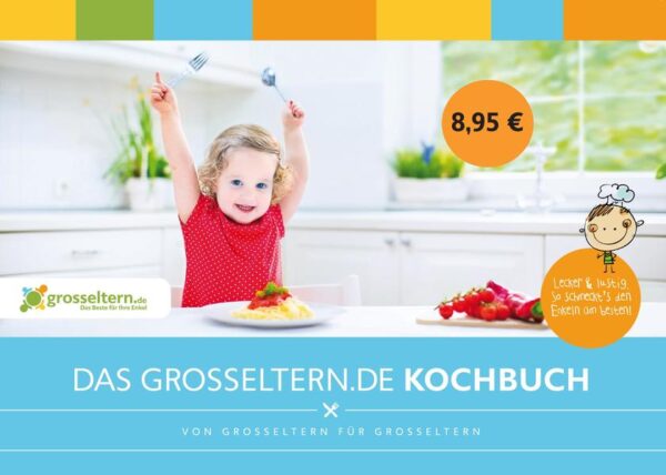 grosseltern.de Kochbuch - Von grosseltern für Großeltern Großeltern haben die Lieblingsrezepte der Essen ihrer Enkelkinder gesammelt und hieraus entstand das Buch. 64 Seiten mit Rezepten in unterschiedlichen Kategorien, Tipps und Tricks zum Kochen für Kinder und mit Kindern. Ankündigung Presse: Das erste grosseltern.de Kochbuch – Von Großeltern für Großeltern ist da. Auf 64 Seiten verraten Großeltern die Rezepte der Lieblingsessen ihrer Enkel. In verschiedenen Rubriken sind die Rezepte übersichtlich geordnet und dazwischen gibt es auch immer wieder nützliche Tipps und Tricks für das Kochen und Essen für Kinder und mit Kindern. Die Auswahl der Rezepte ist vielfältig und oft auch lustig. So gibt es Klassiker wie „Oma Rosmaries leckerste Hühnersuppe“ und „Oppa Manfreds strammes Mäxchen“, aber auch moderne Kochideen wie „Oma Marias leckere Gemüse Muffins mit Quark Creme“ und „Oma Hildes Couscous mit buntem Gemüse“. Beim Nachkochen in der Redaktion sind diese Gerichte bei unseren Enkel-Test-Essern besonders gut ankommen. Vor allem die lustig angerichteten Speisen, wurden von den Enkeln mit „das ist aber cool“ geehrt. Deshalb hat grosseltern.de alle Gerichte mit der „Enkel-schmeckt´s-Garantie“ ausgezeichnet. Abgerundet wird das grosseltern.de Kochbuch mit Tipps von der Experten-Redaktion. Diese gibt Tipps, wie Kochen mit den Enkeln spannender sein kann, als Fernsehen oder was man macht, wenn das Kind nur im Essen stochert.