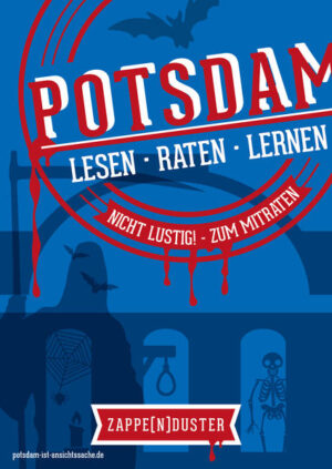 Das grusligste Quizbuch zu Potsdam Fünfzig Ratereien, die es faustdick in sich haben. Übel und Schurkerei, fies und gemein, »Zappe(n)duster« ist oft der Schluss. Relevante Ereignisse der deutsch- europäischen Geschichte aus der Perspektive einer Stadt zu erraten, das ist die Besonderheit der Potsdam‘schen Quizreihe. Die Landeshauptstadt Brandenburgs bietet sich förmlich dazu an. Eingeladen zum Kenntnischeck sind nicht nur ihre Einwohner. Erwartet man jedoch glorreiches Preußentum mit seinen Hinterlassenschaften enträtseln zu können, dann ist Obacht geboten. Statt Faktenwissen zu lehrbuchrelevanten Daten unter Beweis stellen zu können, wird man eher in das Mühen des (Über)- Lebens der Potsdamer geführt. Chronologische Gelehrsamkeit taucht in menschliche Abgründe, innerstädtisches Randgeschehen rückt spielerisch aufs Papier. Ob ein König oder eine Prinzessin, ob Soldat oder sein verwahrlostes Kind, wo gelebt wird, wird auch gestorben. Und die Frauen, nun ja, auch sie erfüllen ihre Weibs»Bilder« mit nur einem Ende. Mit den schicksalhaften Rätseln vieler Potsdamer wird die Geschichte unseres Landes erfahrbar. Und Sie werden überrascht sein, welche ihrer »Spuren« sich nach Potsdam verorten lassen. Nach den drei erfolgreichen Rätselbüchern »Basiswissen«, »Inmitten Drumherum« und »Kunst & Brot« der Quizreihe wird es statt einem herkömmlichen »Leutespaß zum Mitraten« verdammt nochmal, überhaupt nicht lustig werden. Schockschwerenot!