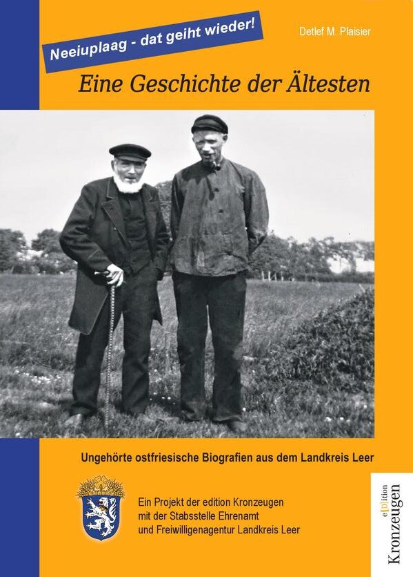 "Eine Geschichte der Ältesten" vereint 26 Portraits von älteren Menschen aus dem Landkreis Leer im Alter von 74 bis 99 Jahren. Dafür hat Autor Detlef M. Plaisier in Zusammenarbeit mit der Stabsstelle Ehrenamt und Freiwilligenagentur beim Landkreis Leer ehrenamtliche Interviewer ausgewählt und geschult. Das Buch vereint eine Fülle individueller Lebensläufe, geprägt von Gefühlen bitterer Armut und Not bis zu Momenten höchsten Glücks. Manche Portraits zeichnen direkt Zeitgeschichte nach, andere schildern persönliche Lebensumstände ohne politische Einflüsse. Die Texte beschreiben insgesamt einen Spannungsbogen ostfriesischer Kultur- und Heimatgeschichte, die nicht verloren gehen darf.