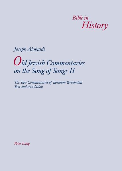 This book contains two commentaries on The Song of Songs by Tanchum Yerushalmi (c. 1220-1291), one of the best representatives of rational exegesis in the Middle Eastern rabbinical school of thought. His in depth knowledge of the Bible as well as his acquaintance with Greek philosophy, added to familiarity with his own Jewish tradition allowed him to write rich biblical commentaries. In so doing he showed himself as a worthy disciple of Saadia Gaon, Hai and Ibn Janah whom he mentions in his commentary on The Song of Songs. The extent of his knowledge can easily be seen in both his philological and philosophical commentaries on one of the most intriguing books of the Bible.