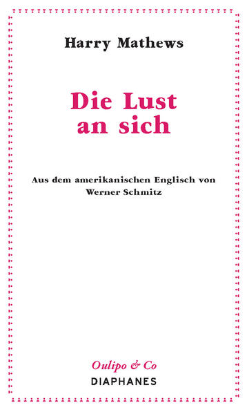 Noch an den entlegensten Orten vergnügt sich Harry Mathews’ exotisches Personal von Onanistinnen und Onanisten an sich selbst. Mit höchster Finesse und manieriertestem Kunstverstand wird dort im Dienste polymorpher Lustgewinnung alles für den Aufstieg zum sinnlichen Höhepunkt arrangiert. Mit feinem Sinn für Komik und literarischer Leichtigkeit gelingt Mathews eine amüsante Ode an die Extravaganzen ­singulären Begehrens und ein Panorama der menschlichen Lust an sich selbst.