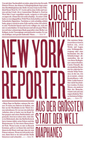 Am Tag des großen Börsenkrachs 1929 trifft Joseph Mitchell in New York ein. Er ist ganze einundzwanzig Jahre alt. Als Reporter für The Herald Tribune und The World-Telegram berichtet er bald über Sportereignisse, Mordprozesse, Unfälle, Trivialitäten - und über seine Lieblingsthemen: Randexistenzen, Spinner, Exzentriker. Ob es eine Preisboxerin ist, ein hochintelligenter Gangster oder ein Voodoo-Zauberer, die Ausläufer der italienischen Anarchistenbewegung, der Lindbergh-Prozess oder Burlesque-Clubs: Sie alle schildert Joseph Mitchell mit Enthusiasmus, Empathie, einer ordentlichen Portion Humor und großer Detailfreude. So entsteht ein vielstimmiges Panorama des New Yorker Stadtlebens aus der Zeit der Großen Depression.In den frühen Kurzreportagen und Kolumnen der Reporterlegende Joseph Mitchell zeigt sich »die größte Stadt der Welt« en miniature. Ein weiterer Band mit schnurgerader Prosa von »Amerikas größtem Reporter« (WDR 5).