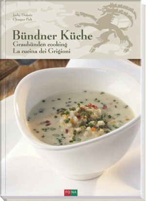 Alpines Küchengeflüster und traditionelle Top-Rezepte -Jacky Donatz interpretiert die beliebtesten Bündner Rezepte -Erstaunliche kulinarische Küchen-Geschichten aus dem Graubünden -Dreisprachiges Souvenirbuch - das ideale Geschenk Die Bündner-Küche ist die eigenständigste und beliebteste Schweizer Küche, Capuns, Pizokel, Maluns, Tatsch und Plain in Pigna sind ihre berühmtesten Vertreter. Hier treffen die norditalienische und die alpine Küche aufeinander und ergeben eine spannende Mariage. Dank unterschiedlicher Klimazonen im flächenmässig grössten Schweizer Kanton ist die Produktevielfalt immens. Ob spezielle Kartoffelsorten, die in höheren und rauen Lagen gedeihen, ob in der würzigen Luft des Engadins getrocknetes Rindfleisch oder Kastanien, die die Wärme der sonnenverwöhnten Südtäler speichern: Mit ihnen wird seit je mit Leidenschaft gekocht. Meisterköche haben die Bündner Küche weiterentwickelt und weitherum bekannt gemacht. Jacky Donatz präsentiert in diesem dreisprachigen Geschenkbuch seine verfeinerte Bündner Küche, bei der unverfälschte Produkte die Hauptrolle spielen. Aus dem Inhalt Capuns, Pizokel, Maluns, Tatsch und Plain in Pigna - klingende Namen und spannende Geschichten, die bezeugen, dass es die eigenständige Bündner Küche schon immer gab und immer noch gibt. Auch wenn die vielfältige Regionalküche weiterentwickelt wurde, hat sie an Bodenständigkeit und Urtümlichkeit nichts eingebüsst. Geschichte und Kulinarik: Die Kochkunst Graubündens - Wie und wann ass man in Graubünden? - Gerichte und ihre Geschichten - Auswanderung und Einwanderung - Gerichte unter die Lupe genommen - Gourmet-Ereignisse früher und heute Rezepte: Suppen / Vorspeisen Mehl- und Kartoffelspeisen Fleisch / Fisch Desserts / Gebäck