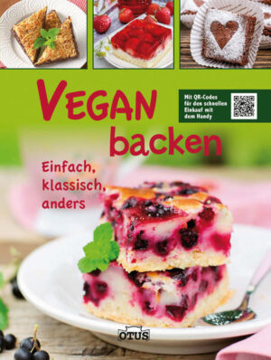 Veganes Backen - köstlich, unkompliziert und gesund. Wer bisher dachte nicht auf Eier, Butter und Milch verzichten zu können, findet hier eine abwechslungsreiche Auswahl an rein pflanzlichen Backrezepten - von saftigen Kuchen und Torten über herzhaftes und süßes Gebäck bis hin zu Brot und Brötchen. Zahlreiche Alternativen zu tierischen Produkten bieten Einsteigern und Freunden von veganer Küche Backideen für jeden Geschmack und Anlass. Zudem können für den schnellen Einkauf sämtliche Einkaufslisten zu allen Rezepten via QR-Code aufs Handy geladen werden.