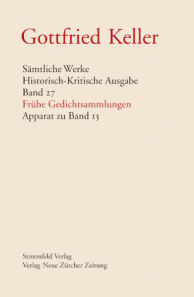 Detailkommentar zu Kellers frühen Gedichtsammlungen «Gedichte» (1846) und «Neuere Gedichte» (1851/1854). Ein besonderes Kapitel widmet sich der Einflussnahme A. A. L. Follens auf die Textentstehung sowie der Lenkung der Rezeption durch Wilhelm und Caroline Schulz. Im Dokumentationsteil wird, neben der Korrespondenz, eine repräsentative Auswahl zeitgenössischer Rezensionen mitgeteilt.