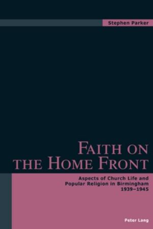 The nature of religion on the domestic front in Britain during the Second World War has, hitherto, been relatively unexplored. This study focuses on Birmingham and describes wartime popular religion, primarily as recounted in oral testimony. The difference the War made to people’s faith, and the consolation wrought by prayer and a religious outlook are explored, as are the religious language and concepts utilised by the wartime popular media of cinema and wireless. Clerical rhetoric about the War and concerns to spiritualise the war effort are dealt with by an analysis of locally published sources, especially parish magazines and other religious ephemera, which set the War on the spiritual as much as the military plane. A final section of the study is devoted to measuring the extent of the influence of the churches in the creation of a vision for post-war Britain and Birmingham.