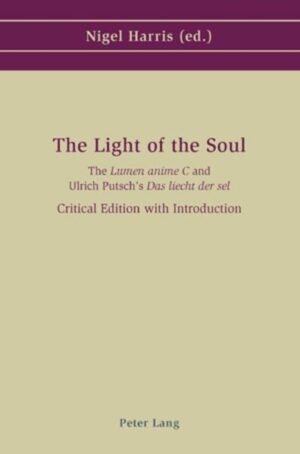 This is the first edition of the fourteenth-century Lumen anime C and of its German translation Das liecht der sel, completed in 1426 by Ulrich Putsch, Bishop of Brixen (Bressanone) in the South Tyrol. The two works are theological compendia for use in homiletic and catechetical contexts, and teach their intended readership much about basic Christian doctrine and morality, with a special emphasis on the Virgin Mary. Their didactic method makes particular use of nature exempla and of (frequently spurious) quotations from authorities. Both were highly influential in late-medieval Germany, especially in Austria and Bavaria, but their important role in conveying the insights of late-medieval Catholicism to an increasingly numerous lay audience has yet to be fully appreciated. The present edition should facilitate this and several other necessary re-assessments. Critical texts of the Latin and German versions are printed in parallel. They are preceded by an introduction which offers, for each text in turn, descriptions of its manuscripts, an account of its textual history, and an evaluation of previous research-and, in respect of Das liecht der sel, also covers the biography of Ulrich Putsch.