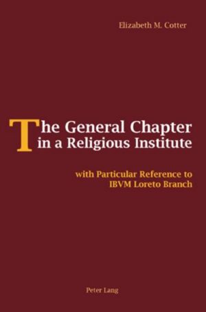 This book examines the historical antecedents of the concept of general chapter, the supreme authority in an institute of consecrated life. This provides the basis for an examination of the contemporary understanding of the nature of its power and authority, as portrayed in the 1983 Code of Canon Law. The general chapter is analysed in terms of its juridic status, collegial nature, participative character and representative function as well as its dynamic aspects and faith dimension. The author applies the findings to one institute of consecrated life, Institute of the Blessed Virgin Mary Loreto Branch. This application provides an example of the challenges inherent in working participatively and collaboratively within a hierarchical structure. Because consecrated life has an inalienable ecclesial dimension, understanding authority and power and their exercise in institutes of consecrated life has relevance for understanding authority and its exercise in other organs of authority at all levels in the church.