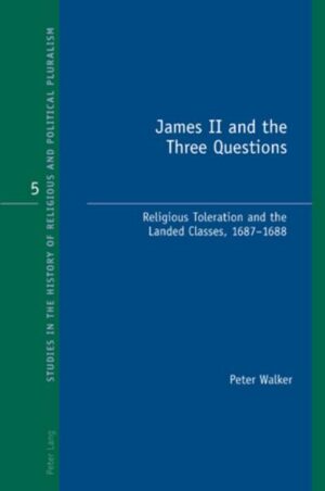 The reign of James II, England’s last Catholic king, remains controversial. His attempt to manipulate the electoral system to obtain a parliament that would abolish the Test Acts and Penal laws, which discriminated against his fellow Catholics, provoked his subjects to resistance and paved the way for the Revolution of 1688. The campaign is breathtaking both in its innovation and naiveté and nowhere is this more clearly highlighted than in the canvass of the gentry in the winter and spring of 1687-8. The canvass asked prospective MPs and electors to commit themselves to repeal. Historians have viewed the canvass as a failure: it did not bring the results the king hoped for and created a united opposition to the Stuart regime. However, as this book shows, scrutiny of the original canvass returns reveals that support for the king was stronger than was once assumed. It also reveals an endorsement of the general concept of religious toleration. William of Orange’s invasion destroyed the king’s plans, but given the time, could James have nurtured these ‘green shoots’ of religious pluralism in what was still a fiercely Protestant nation?