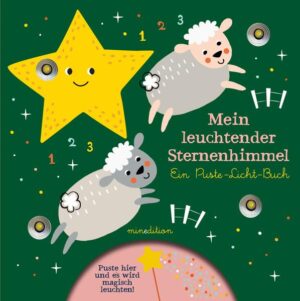 Wenn es Abend wird und die Sterne aufgehen, zählt Mama Frosch ihre Kinder und der kleine Elefant zählt die Sterne. Durch das Pusten auf den im Buch integrierten Sensor beginnen auf jeder Seite die LED-Lichter zu leuchten und schaffen so eine magische Gute-Nacht-Atmosphäre. • Interaktives Papp-Buch mit magischem Pustespaß • Bringt Kinderaugen zum „Leuchten“ • Trainiert spielerisch die Mundmotorik und Konzentration • Ideales Gute-Nacht-Buch • Mit auswechselbaren Batterien und Ein/Aus-Schalter • Für Kinder ab 18 Monaten • Entspricht europäischer Spielzeugsicherheitsrichtlinie