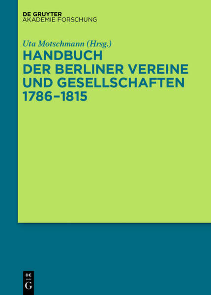 Handbuch der Berliner Vereine und Gesellschaften 17861815 | Bundesamt für magische Wesen
