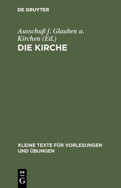 Frontmatter -- Vorwort -- Die Absicht des Berichts -- I. Das Wesen der Kirche: Übereinstimmungen und Gegensätze -- II. Was hinter unseren Spaltungen steht -- III. Neue Faktoren: Die heutige Lage -- IV. Neue Faktoren: Entwicklungen in der Theologie -- V. Die theologische Bedeutung des Ökumenischen Rates -- VI. Unsere zukünftigen Aufgaben -- Anhang I: Das moderne Denken und die Lehre von der Kirche -- Anhang II: Der Existentialismus -- Die Kommission -- Inhalt -- Backmatter