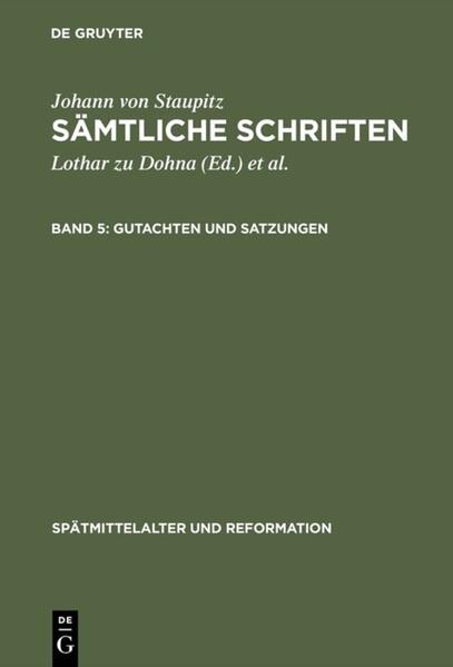 Die Gesamtausgabe der Schriften des Johann von Staupitz läßt dessen Bedeutung als Schlüsselfigur im Übergang von der spätmittelalterlichen Reform zur Reformation deutlich werden. Bislang nicht oder nur unzulänglich edierte Schriften werden erstmals in kritischer Edition zur Verfügung gestellt, verbunden mit wesentlichen neuen Ergebnissen der Forschung. Daß Staupitz in Salzburg zum Ketzer-Verfolger geworden sei, kann durch die Edition der Consultatio (1523) widerlegt werden. Durch Wiederauffindung der seit 1896 verschollenen Akten des Häresie-Verfahrens gegen Stephan Kastenpauer, genannt Agricola, kann der "Ratschlag" des seelsorgerlichen Theologen Staupitz in seinen Überlieferungszusammenhang eingeordnet, durch eingehende Kommentierung verständlich gemacht und der Verlauf des ungewöhnlichen Ketzerprozesses geklärt werden. Auch die zwischen 1500 und 1517 sechsmal gedruckte Decisio-in welcher Staupitz, obwohl Mitglied eines Bettelordens, in dem Streit zwischen Mendikanten und Weltklerus um die Seelsorgerechte die Position der Pfarrgeistlichkeit vertrat-ist ein Zeugnis für sein "Interesse an pastoraler Wegweisung" (Wolfgang Günter). Der Franziskaner Kaspar Schatzgeyer und seine (noch ungedruckte) Gegenschrift haben wahrscheinlich die überraschende Entscheidung Leos X. über diese Sache beeinflußt. In der sorgfältigen Edition und Kommentierung der Constitutiones der deutschen Reform-Kongregation der Augustiner-Eremiten-durch Staupitz mitgeprägt, verantwortet und (wohl 1506) promulgiert-wird nicht nur auf die noch unerforschten Konstitutionen der italienischen Reformkongregationen, sondern auch auf die Gründungszeit des Ordens und die Entstehung seiner Rechtsgestalt zurückgegriffen. Im Urteil von Kaspar Elm (Zum Geleit) ist dieser Vorgang nicht nur von Interesse für die Ordensforschung, sondern auch für alle Disziplinen, die sich mit Problemen der Institutionalisierung von unorganisierten Bewegungen befassen.