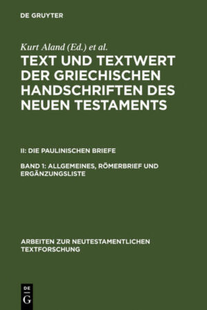 Als 1987 die Bände erschienen, die der Untersuchung von Text und Textwert der Katholischen Briefe gewidmet waren, handelte es sich dabei um ein "Pilotprojekt", wie man heute zu sagen pflegt. Mit Rücksicht darauf wurde das gesamte zur Verfügung stehende Material ausgebreitet, gleich ob es sich um Handschriften mit wertvollem alten Text oder um solche mit dem "Mehrheitstext" des byzantinischen Reiches handelte, der nun zwar keineswegs so monolithisch ist, wie mancher meint, sondern zahlreiche interne Variationen bietet, aber dennoch für das Ziel der Gewinnung des ursprünglichen Textes des Neuen Testaments und die Feststellung seiner frühen Geschichte von sekundärer Bedeutung ist.