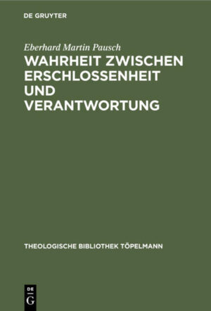 Frontmatter -- Vorwort -- Inhaltsverzeichnis -- Einleitung: Zur möglichen Relevanz des Wahrheitsbegriffes für die gegenwärtige deutschsprachige protestantische systematische Theologie -- I. Hauptteil: Hermeneutische und wahrheitskonzeptionale Überlegungen -- II. Hauptteil: Martin Heideggers philosophische Wahrheitskonzeption: Ein kritischer Rekonstruktionsvorschlag -- III. Hauptteil: Rudolf Bultmanns Konzeption von Wahrheit im Kontext seiner Theologie -- IV. Schlußteil: Abschließende Überlegungen -- Abkürzungsverzeichnis -- Hinweise zur Zitationsweise in dieser Arbeit -- Literaturverzeichnis -- Namensregister -- Sachregister -- Backmatter