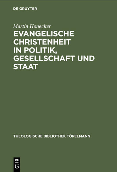 Frontmatter -- Vorwort -- Inhaltsverzeichnis -- Einführung: Evangelische Christenheit und Modernisierung -- 1. Kirche und Staat, Politik und Glaube -- 2. Der Auftrag der Kirche und die Aufgabe des Staates -- 3. Evangelische Theologie vor dem Staatsproblem -- 4. Öffentliche Erinnerung an Gott -- 5. Christlicher Glaube, Religion und moderne Gesellschaft -- 6. Individuelle Schuld und kollektive Verantwortung -- 7. Nationale Identität und kollektive Verantwortung -- 8. Nach dem Ende des Sozialismus -- 9. Reformatorische und revolutionäre Sicht eschatologischer Freiheit -- 10. Der lange Schatten der Französischen Revolution -- 11. Wie christlich wird Europa sein? Eine evangelische Perspektive -- 12. Wahrheit und Freiheit im Spannungsfeld des Pluralismus -- 13. Natur als ethischer Maßstab -- 14. Die Auseinandersetzung um die Militärseelsorge in der Evangelischen Kirche -- 15. Stadtkultur im Wertewandel -- 16. Gemeinschaft der Christen in der Spannung von Relativismus und Fundamentalismus -- Sachregister -- Personenregister -- Bibelstellenregister -- Nachweis der Erstveröffentlichung -- Backmatter