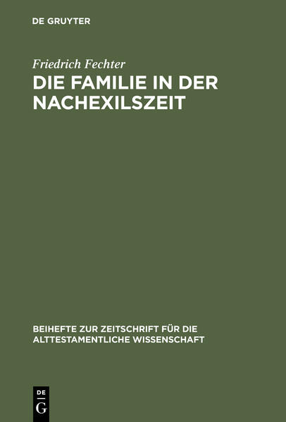 In der Reihe Beihefte zur Zeitschrift für die alttestamentliche Wissenschaft (BZAW) erscheinen Arbeiten zu sämtlichen Gebieten der alttestamentlichen Wissenschaft. Im Zentrum steht die Hebräische Bibel, ihr Vor- und Nachleben im antiken Judentum sowie ihre vielfache Verzweigung in die benachbarten Kulturen der altorientalischen und hellenistisch-römischen Welt.