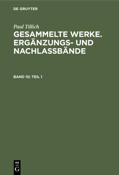 Frontmatter -- Vorwort -- Editorischer Bericht -- Inhaltsverzeichnis -- 1. Examenspredigt über 1. Kor. 3, 21-23 -- 2. Gott und das Absolute bei Schelling -- 3. Die Freiheit als philosophisches Prinzip bei Fichte -- 4. Konfirmandenunterricht -- 5. Die Grundlage des gegenwärtigen Denkens -- 6. Das Problem der Geschichte -- 7. Theodicee (1. und 2. Version) -- 8. Der Begriff des christlichen Volkes (1. und 2. Version) -- 9. Rechtfertigung und Zweifel (1. und 2. Version) -- 10. Sozialismus und Christentum -- 11. Kirche und Kultur -- 12. Die prinzipiellen Grundlagen und die nächsten Aufgaben unserer Bewegung (I) -- 13. Die prinzipiellen Grundlagen und die nächsten Aufgaben unserer Bewegung (II) -- 14. Volkshochschule und Weltanschauung (1. und 2. Version) -- 15. Pessimismus und Christentum -- 16. Religion und Kultur -- 17. Religion und Erneuerung -- 18. Die Krisis von Kultur und Religion -- 19. Religiöser Sozialismus -- 20. Die gegenwärtige Krisis von Kultur und Religion -- 21. Die religiöse Erneuerung des Sozialismus -- 22. Die Umstellung der Debatte -- 23. Das Unbedingte und die Geschichte -- 24. Der religiöse Sozialismus als universale Bewegung -- 25. Mythos und Metaphysik -- 26. Religiöser Sozialismus und Pazifismus -- 27. Schleiermacher und die Erfassung des Göttlichen im Gefühl -- 28. Hegel und die Erfassung des Göttlichen im Denken -- 29. Die ökonomische Geschichtsauffassung, ihre geistigen Zusammenhänge und ihre gegenwärtige Umbildung -- 30. Einleitung in die Geschichtsphilosophie -- 31. Rechtfertigung und Zweifel (1. und 2. Version) -- 32. Die religionsphilosophischen Grundlagen des „religiösen Sozialismus" -- Personenregister -- Sachregister