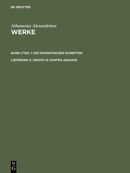 A text-critical edition of the third speech against the Arians (in Greek) within the Berlin edition of Athanasius Werke. The edition presents the third speech against the Arians, which the Alexandrian bishop Athanaius composed probably between 342-345 CE. The new critical edition of this writing, which because of its dogmatic statements on Christology was often later cited in secondary sources, takes the place of Bernard de Montfaucon’s edition of 1698 and the various reprints of it.