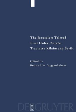 First Order: Zeraïm / Tractates Kilaim and Ševiït ist der dritte Band in der Edition des Jerusalemer Talmuds und ein grundlegendes Werk der Jüdischen Patristik. Der Band präsentiert grundlegende jüdische Texte aus dem Bereich der Landwirtschaft: verbotene Mischungen von Saaten, Tieren und Geweben (Kilaim) sowie das Verbot landwirtschaftlicher Tätigkeit im Sabbatjahr, in dem auch alle Schulden zu erlassen sind (Ševiït). Dieser Teil des Jerusalemer Talmuds hat so gut wie keine Entsprechung im Babylonischen Talmud. Ohne seine Kenntnis bleiben die diesbezüglichen Regeln der jüdischen Tradition unverständlich.