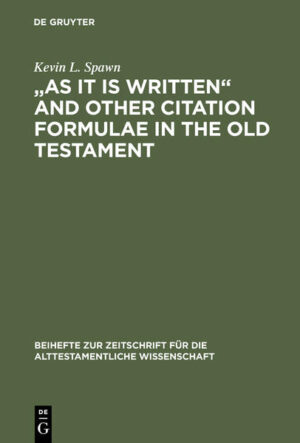 This volume examines the use of citation formulae in the Old Testament. After demonstrating the lack of consensus and method in the treatment of such exegetical devices, the author addresses the need for a sustained examination of citation formulae and related expressions. This inquiry focuses on the careful identification of the referents of citation bases as a basis for the study of inner-biblical exegesis. Further insights are offered on the development of such exegetical devices, the hermeneutics of the post-exilic community, and the syntax of comparative statements in Hebrew.