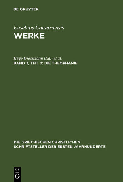 The series of Greek Christian Writers of the First Centuries AD (GCS) started in Leipzig in 1897, then moved to Berlin, and to Walter de Gruyter in 2001 and has been publishing the results of the Academy Project ”Greek Christian Writers”, which was launched in the then Royal Prussian Academy and has been continued by the Berlin-Brandenburg Academy. It publishes large critical editions with historically-oriented introductions and indexes of those works which originated in the Graecophone part of the ancient Christian Roman Empire and have not been included in the other major series of editions. The objective is to provide complete coverage of the first three centuries.