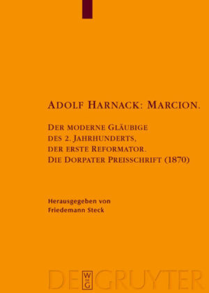 Die Dorpater Preisschrift des 19jährigen Adolf Harnack (1851-1930) zu dem Thema "Marcionis doctrina e Tertulliani adversus Marcionem libello eruatur et explicetur" (deutschsprachig abgefaßt und unter dem Titel "Marcion. Der moderne Gläubige des 2. Jahrhunderts, der erste Reformator" eingereicht) ist 1870 von der Theologischen Fakultät in Dorpat mit der Goldenen Medaille ausgezeichnet und zur Veröffentlichung empfohlen worden. Das voluminöse Werk (476 Seiten) blieb damals gleichwohl unveröffentlicht. Durch Harnacks Leipziger Jahre zieht sich noch wie ein roter Faden die Idee einer Monographie zu Marcion aus Sinope, doch erst 50 Jahre später läßt er die große Monographie "Marcion. Das Evangelium vom fremden Gott" erscheinen. In dem Spätwerk hat Harnack die Dorpater Jugendschrift noch einmal vollständig neu bearbeitet, von der nach seinen Worten "auch nicht ein Satz stehen geblieben ist" (Vorwort). Das verschollen geglaubte Manuskript der Dorpater Preisschrift wurde überraschend in der Berliner Staatsbibliothek entdeckt und wird mit dieser kritischen Edition in transkribierter Form zugänglich gemacht. Zusätzlich zu dem Neufund werden in einem Anhang das Gutachten Moritz Baron von Engelhardts, das Dorpater Studienbelegbuch Harnacks sowie das Redemanuskript des späten Vortrags "Marcion. Der radikale Modernist des 2. Jahrh." (1923) ediert. Die Dorpater Preisschrift ist nicht nur aufschlußreich für die Marcion-Interpretation und das historisch-theologische Denken des frühen Harnack, dessen Doppelbegabung als Geschichtsschreiber und Textphilologe sich bereits deutlich abzeichnet. Aufgrund der intensiv zu Rate gezogenen zeitgenössischen Literatur bietet sie auch Einblick in die ältere Marcion-Forschung des 19. Jh. und ermöglicht es, vor diesem Hintergrund die innovativen Impulse Harnacks für die weitere Marcion-Interpretation zu würdigen.