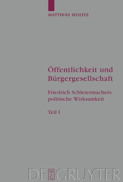 Die Studie widmet sich Schleiermachers politischem Einsatz während aller Phasen seines Wirkens. Auf breiter, zum Teil neu erschlossener Quellenbasis werden die politischen Predigten, die Tätigkeit im bildungs- und hochschulpolitischen Bereich, die staatstheoretische Konzeption, die Mitwirkung an politisch-publizistischen Aktivitäten im Rahmen der preußischen Reformpartei ("Der Preußische Correspondent") und die Urteilsbildung in Bezug auf Judentum und jüdische Kultur untersucht. Mit seinem in der neueren Forschung bisher wenig beachteten politischen Entwurf erweist sich Schleiermacher als Programmatiker einer liberalen Staatsbürgergesellschaft.