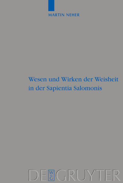 Das Buch behandelt die in der Forschung umstrittene Frage, ob es sich bei der personifizierten Weisheit in der Sapientia Salomonis bereits um eine Hypostase oder lediglich um eine Vorstufe im Sinne einer poetischen Personifikation handelt. Auf die traditionsgeschichtliche Analyse der einschlägigen Weisheitstexte in Prov 1-9, Hiob 28, Sirach 1,1-10 und 24 folgt die Auslegung der zentralen Texte der Sapientia Salomonis (Sap 1,1-10