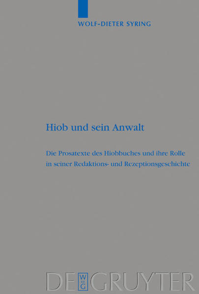 Die Studie untersucht die Prosatexte des Hiobbuches und ihr Verhältnis zu den poetischen Dialogen des Buches. Eine detaillierte literarkritische Analyse der Prosatexte (Hiob 1,1-2,13