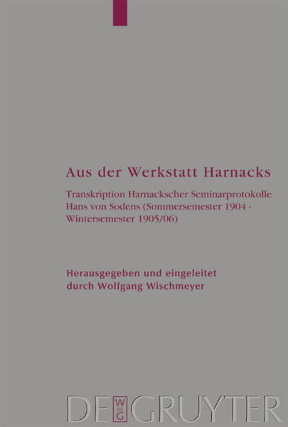 Im Nachlass von Erika Dinkler-von Schubert fanden sich drei Protokollhefte, in denen Hans von Soden vier Seminare Adolf Harnacks aus den Jahren 1904 bis 1906 dokumentiert hat. Seminarthemen waren: Justins Apologien, "Untersuchungen über den Gnosticismus", "Augustins Confessionen" (Bücher I-VI) und die Werke des Sulpicius Severus. Die bis ins Detail ausformulierten Protokolle vermitteln nicht nur einen präzisen Einblick in die patristische Forschungsarbeit vor 100 Jahren, sondern auch in den damaligen Lehrbetrieb in einem Seminar der Berliner Universität. Dabei kommt bei allem fachlichen Interesse an den sehr unterschiedlichen patristischen Themen des 1. bis 5. Jahrhunderts sehr deutlich Harnacks theologisches Bildungsinteresse-gerade auch durch seine Polemik-zum Ausdruck.